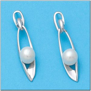 Pendientes oro blanco 18kl p. cultivadas