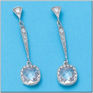 Pendientes oro blanco 18kl circonitas