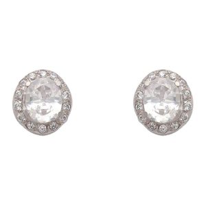 Pendientes oro blanco 18kl oval