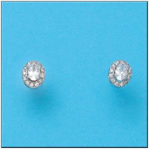 Pendientes oro blanco 18kl oval