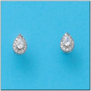 Pendientes oro blanco 18kl lagrima