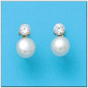 Pendientes oro 18kl perlas circonitas