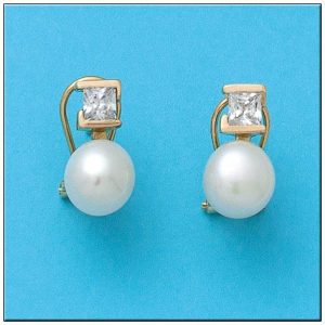 Pendientes oro 18kl perlas circonitas
