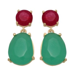Pendientes oro 18kl burdeos – verde