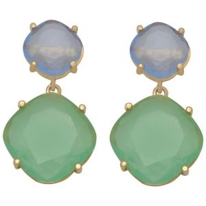 Pendientes oro 18kl azules – verdes