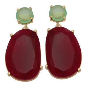 Pendientes oro 18kl verdes – burdeos