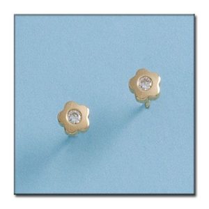 Pendientes oro 18kl flor circonitas