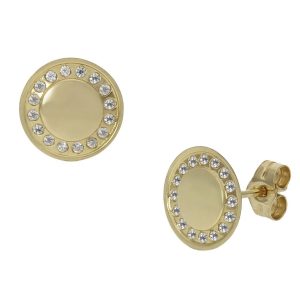 Pendientes oro 18kl circonitas – 9mm