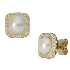 Pendientes oro 18kl perlas – 9x9mm