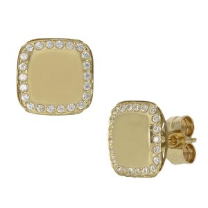 Pendientes oro 18kl circonitas – 9x9mm