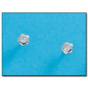 Pendientes oro blanco 18kl flor