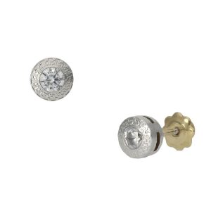 Pendientes oro blanco 18kl chaton – 5mm