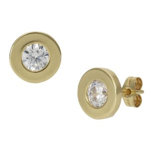 Pendientes oro 18kl chaton – 9mm