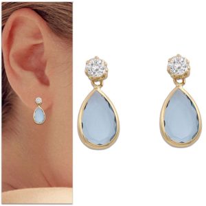 Pendientes oro 18kl lagrima agua marina