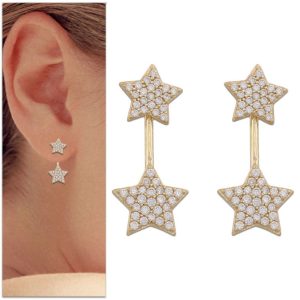 Pendientes oro 18kl estrellas circonitas
