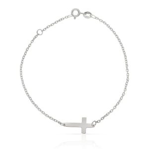 Pulsera oro blanco 18kl cruz