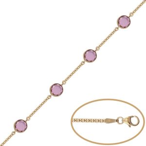 Pulsera oro 18kl bismark piedra rosa
