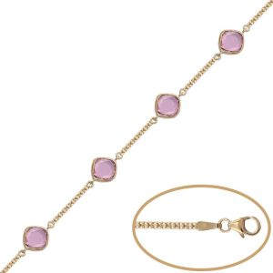 Pulsera oro 18kl bismark piedra rosa