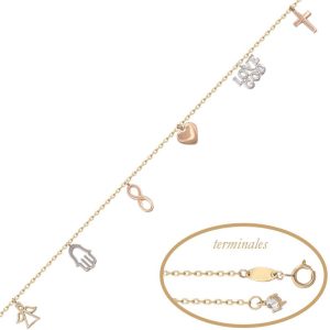 Pulsera oro 18kl tricolor abalorios