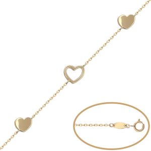 Pulsera oro 18kl – 3 corazones