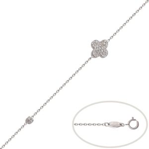 Pulsera oro blanco 18kl flor circonitas