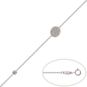 Pulsera oro blanco 18kl circulo circonitas