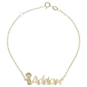 Pulsera oro 18kl niño + nombre