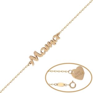 Pulsera oro 18kl nombre + corazon