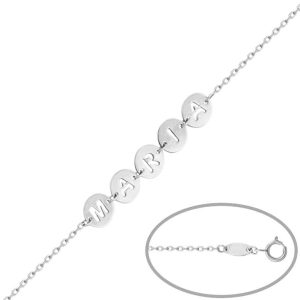 Pulsera oro blanco 18kl circulos nombre