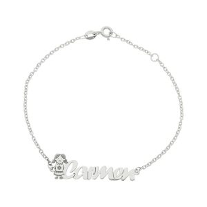 Pulsera oro blanco 18kl niña + nombre
