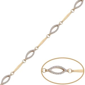 Pulsera oro 18kl oval circonitas