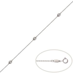 Pulsera oro blanco 18kl chatones – 3mm
