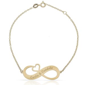 Pulsera oro 18kl infinito + corazon