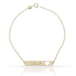 Pulsera oro 18kl chapa + corazon