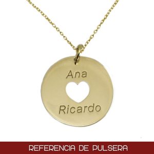 Pulsera oro 18kl circulo + corazon
