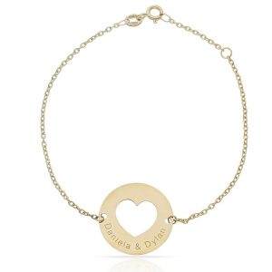 Pulsera oro 18kl corazon + nombres