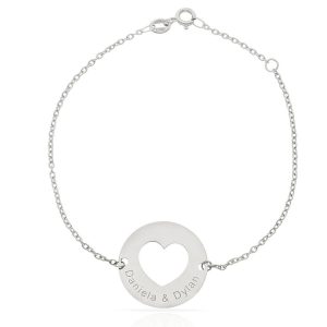 Pulsera oro blanco 18kl circulo + nombres