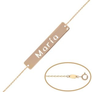 Pulsera nombre oro 18kl + diamante