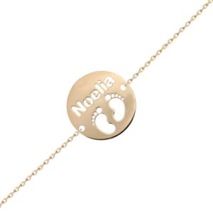 Pulsera oro 18kl pies + nombre – 21mm