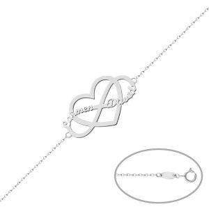 Pulsera oro blanco 18kl corazon + infinito