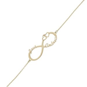 Pulsera oro 18kl infinito + corazones