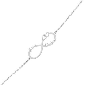 Pulsera oro blanco 18kl infinito + corazones