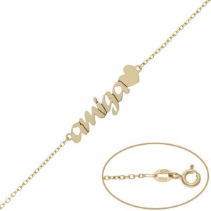 Pulsera oro 18kl amiga + corazon