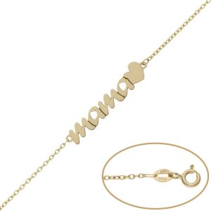 Pulsera oro 18kl mama + corazon