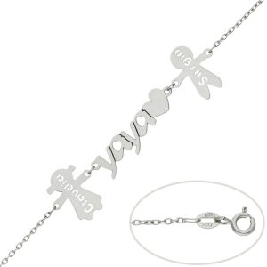 Pulsera oro blanco 18kl yaya + niños
