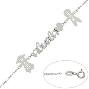Pulsera oro blanco 18kl abuela + niños