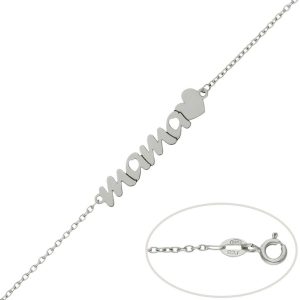 Pulsera oro blanco 18kl mama + corazon