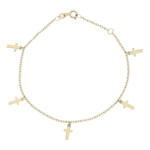 Pulsera oro 18kl mini charms cruces
