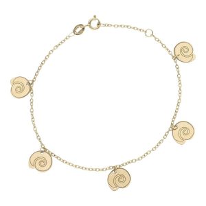 Pulsera oro 18kl mini charms caracolas