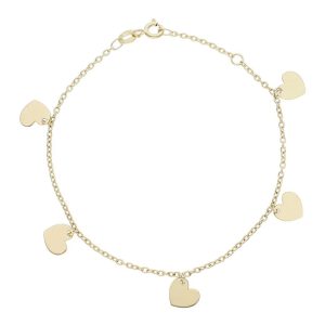 Pulsera oro 18kl mini charms corazones